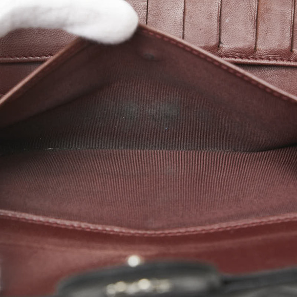 CHANEL Authentic Black Lambskin Leather Logo Wallet
